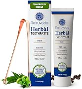 Natruveda Neem Herbal Toothpaste with Complimentary Copper Tongue Scraper | Fluoride Free, SLS Fr...
