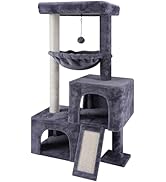 AIWIKIDE 37.4" Cat Tree Cat Tower with Twin Cat Condos for Indoor Cats, All-in-One Activity Cente...