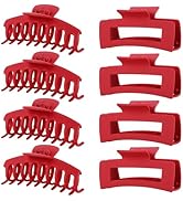 Red Hair Clips for Women - 8 Pack 4.3 Inch Large Hair Claw Clips for Women Thin Thick Curly Hair,...