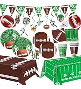 Football Party Supplies Kit - Includes Plates, Napkins, Cups, Banner, Hanging Swirl, Football Bal...