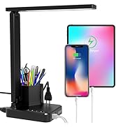 Desk Lamp,Desk Lamps for Home Office,COZOO LED Desk Lamp with 2 USB Charging Ports,2 Pen Holders,...