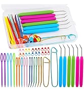 FTEVEN 45 Pieces Knitting Loom Hooks Set, Colorful Large Eye Bent Tapestry Needles, Plastic Large...