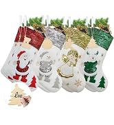 Dailyart 8 Pack Christmas Stockings, 18 Inches Personalized Stockings Christmas with 8 DIY Name T...