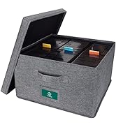 TWAVETREE VHS Storage Box with Index Labels and Lids, Durable Movie Organizer with 6 Divided Comp...