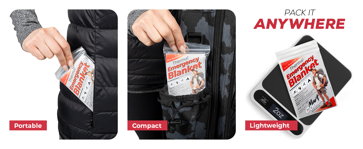 Mylar Emergency Blankets - Mart Cobra Portable Compact Lightweight