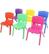 DEIGEHJRE 6PCS Plastic School Chair, Colorful School Stackable School Chairs with for Kids Learni...