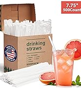 500 PCS Individually Wrapped Clear Plastic Straws, 7.75'' Long