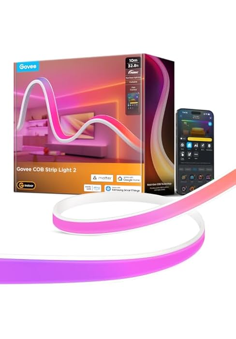 Govee COB LED Strip Lights 2, RGBIC, 840 LEDs/m, 1000K-10000K, 32.8ft | Work with Alexa, Google A...