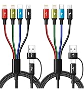 6 in 1 Multiple Charging Cable, 2Pack 6Ft Multi Chargers Cord for All Devices Braided USB A/C to ...
