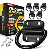 PAMAZY 6PCS Heavy Duty Steel D Rings Tie Down Anchors, Ultra Durable 3500 Pound Breaking Strength...