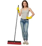 18 Inch Heavy Duty Push Broom Outdoor with 63" Long Handle Stiff Bristle Brush for Patio,Deck,Dri...