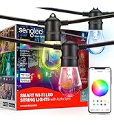 Sengled Outdoor String Lights, 48ft RGB Patio Lights with 15 Dimmable IP65 Waterproof LED Bulbs,W...