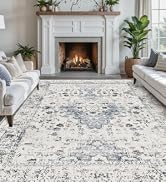 LUMI 8x12 Area Rug, Washable Soft Moroccan Non Slip Vintage Rug, Non Shedding Low Pile Rug, Flora...