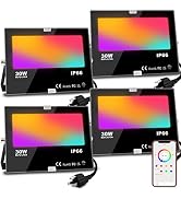 MELPO LED Flood Light Outdoor, 300W Equivalent 3000LM Smart RGB Landscape Lighting with APP Contr...