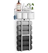 Aetyord Towel Racks for Bathroom - Wall Mounted Metal Rack with Wood Plank, Bathroom Storage Orga...