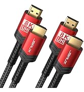 8K Long HDMI Cable 15ft 2-Pack, JSAUX 48Gbps High Speed HDMI 2.1 Braided Cord, 4K 120Hz 144Hz, 8K...