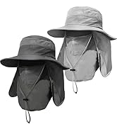 ZEXIAN 2 Pieces Men's Wide Brim Fishing Hat Outdoor UPF 50+ Sun Protection Removable Face and Nec...
