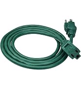 Clear Power 6 ft Outdoor Extension Cord 16/3 SJTW, Lawn & Garden Green Cable for Holiday Decorati...