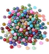 Cadikez 200PCS Natural Stone Beads 8MM Smooth Round Agate Gemstone Beads Spacer Beading Colorful ...