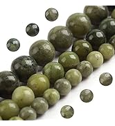 Filluck Natural Stone Beads 8mm Green Jade Polished Round Smooth Gemstone Beads for Jewelry Makin...