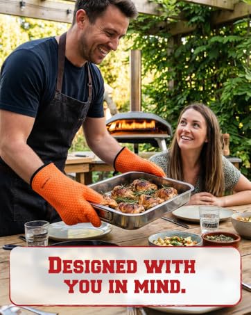 KITCHEN PERFECTION Silicone Pizza Oven Gloves -Extreme Heat Resistant Gloves