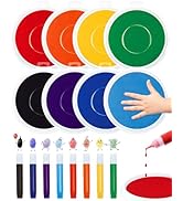FIVEIZERO 7-Inch Large Ink Pads for Kids – Washable & Non-Toxic Rainbow Stamp Pad Set, 8 Bright C...