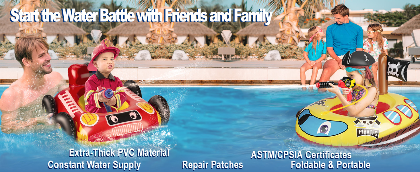 pool floats kids pool toys for toddlers 3-5 4-8 swimming floaties water gun inflatables pirate ship