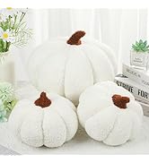 peony man 3Pcs Pumpkin Pillow Plush Halloween Stuffed Pumpkin Pillows White Pumpkin Shaped Pillow...