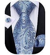 DiBanGu Paisley Mens Tie Set Silk Woven Jacquard Necktie and Pocket Square Cufflinks Gift Set For...