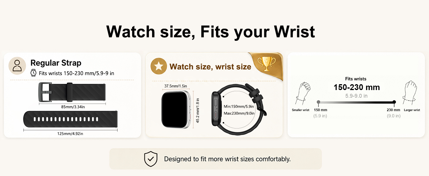 fitness watch size