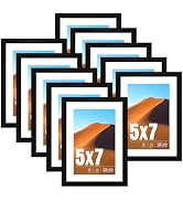 LaVie Home 5x7 Picture Frame Black Set of 10, Display 4x6 with Mat or 5 x 7 Without Mat Picture, ...