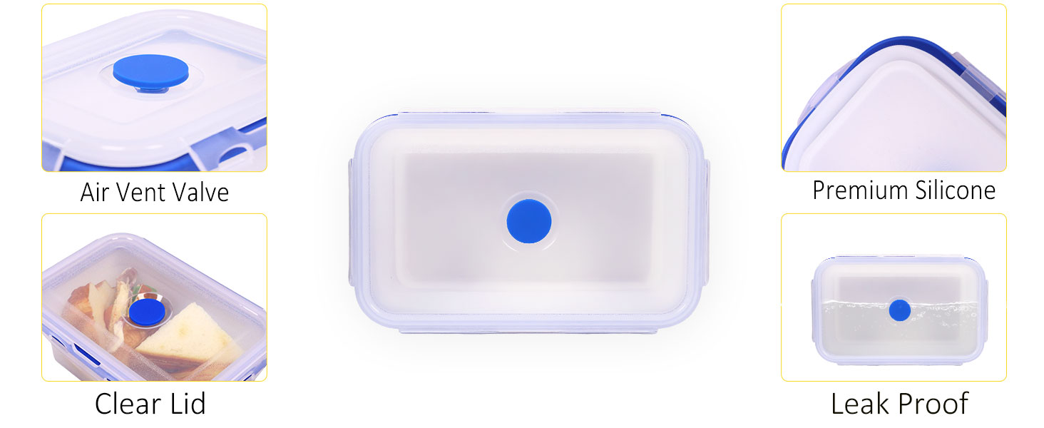 Translucent Collapsible Silicone Food Storage Containers with Lids