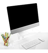 Acrylic Monitor Stand with Matching Pen Holder, 12mm Thick Clear Acrylic Monitor Riser, Laptop St...