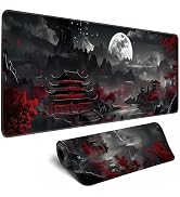 Japanese Desk Mat Riverside Full Moon Large Mouse Pad Gaming Mousepad Extended XL Keyboard Mat Co...