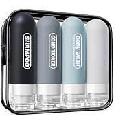 Silicone Travel Bottles for Toiletries with Labels, 3oz TSA Approved Squeezable Travel Size Conta...