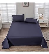 Waterproof Bed Sheet Flat Sheets Lightweight, Mattress Protector Sheet for Bed Couch (Navy Blue, ...