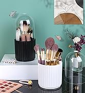 JessLab Makeup Brush Holder Organizer with Lid, 360 Degree Rotatable Makeup Brush Organizer Spinn...