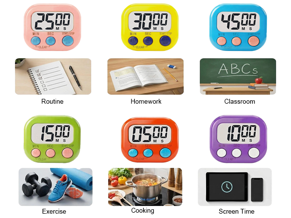 Digital Classroom Timer for Teacher, Magnetic Kitchen Timer for Kids Homework Study Cooking Gym Game