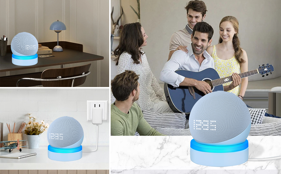 a bluetooth speaker with a bluetooth speaker and a man playing a guitar