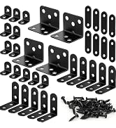 34PCS L Bracket Corner Brace Kit, 4 Sizes Stainless Steel L Brackets for Wood Shelves, 90 Degree ...