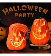 Halloween LED Jack-O-Lantern Lights, Pumpkin Decor Battery Operated Table Ornaments for Home Part...
