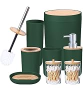 iMucci 8PCS Hunter Green Bathroom Accessories Set with Trash Can Toothbrush Holder Soap Dispenser...