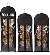 3 Pack Wig Bags Storage with Hanger Wig Storage Bags Wig Storage for Multiple Wigs Portable Hair ...