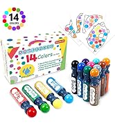 Dot Markers, 14 Colors Bingo Daubers with 30 Unique Patterns of Dot Book for Toddler Art Activiti...