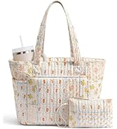 Bagstellar Puffer Tote Bag for Women, Quilted Cotton Laptop Work Tote Shoulder Bag for College Sc...