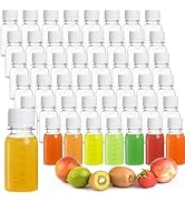 ZENFUN 48 Pcs 2oz Small Clear Plastic Juice Bottles with Lid, Ginger Shot Bottles with Cap, Empty...