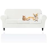 Deisy Dee Velvet Couch Covers - Stretch Soft Sofa Slipcovers for 3 Cushion Couch - Pet Friendly a...
