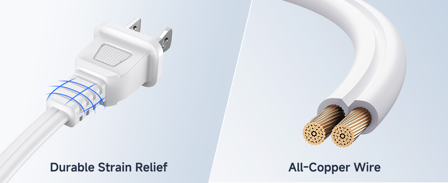 2-Pack 16 AWG 2 Prong Extension Cord 6 ft, 13A 3-Outlet Extension Cords with Tamper Guard, 13 Amp