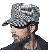YukaBa Railroad Engineer Train Conductor Adult Hat Blue and White