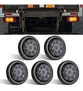 Voilamart 5PCS 2" Amber Round Trailer Light for RV Trucks, Smoke/Amber 2 Clearance Round LED Mark...